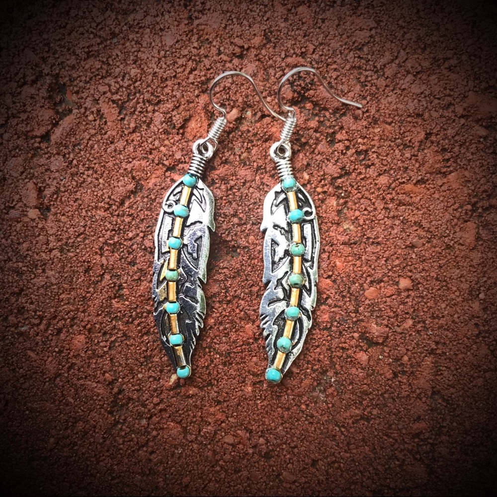 Boho 925 Silver Feather Earrings